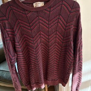 St. Croix Red Black Chevron Sweater, Mens Large, USA made